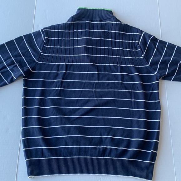 ERMENEGILDO ZEGNA - ZEGNA SPORT Navy & White Striped Sweater Quarter Zip Size L - Picture 10 of 14
